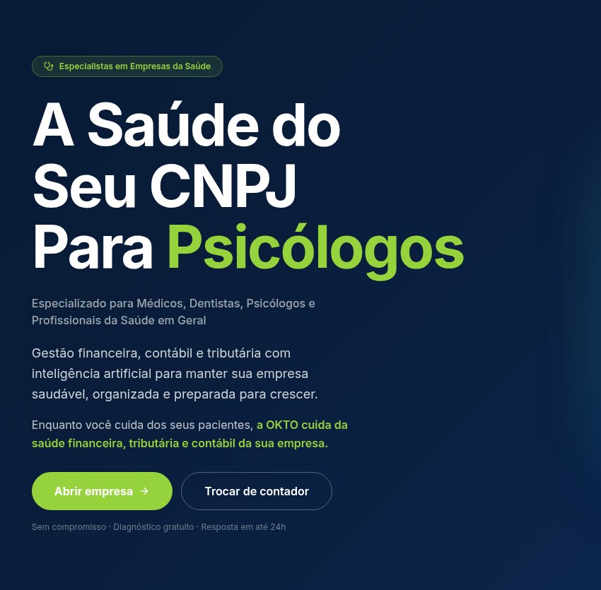 Captura da página pública do OKTO360